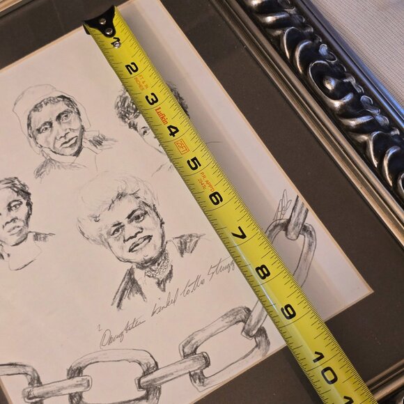 Set of 2 Framed Hand Signed Black History Graphite Drawings by T. Ellis - Picture 12 of 14